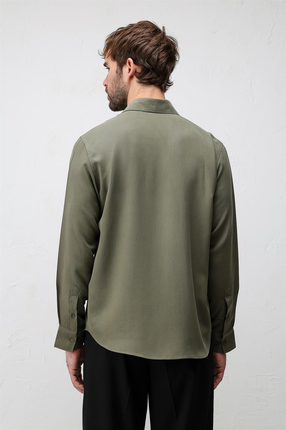 Antioch Koyu Haki Teknik Regular Fit Erkek Gömlek