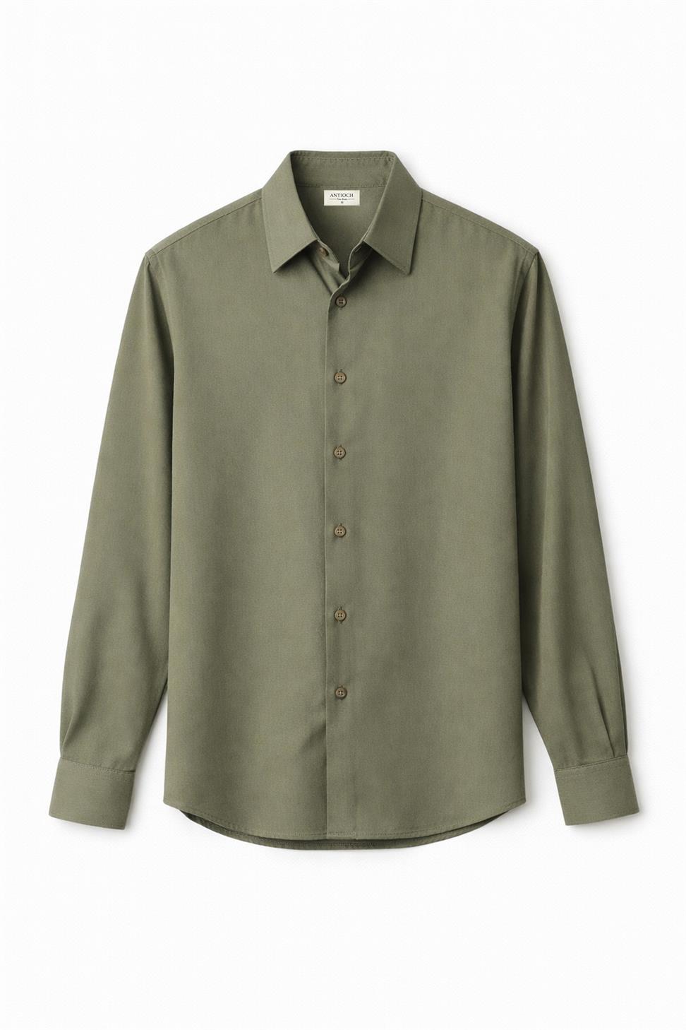 Antioch Koyu Haki Teknik Regular Fit Erkek Gömlek