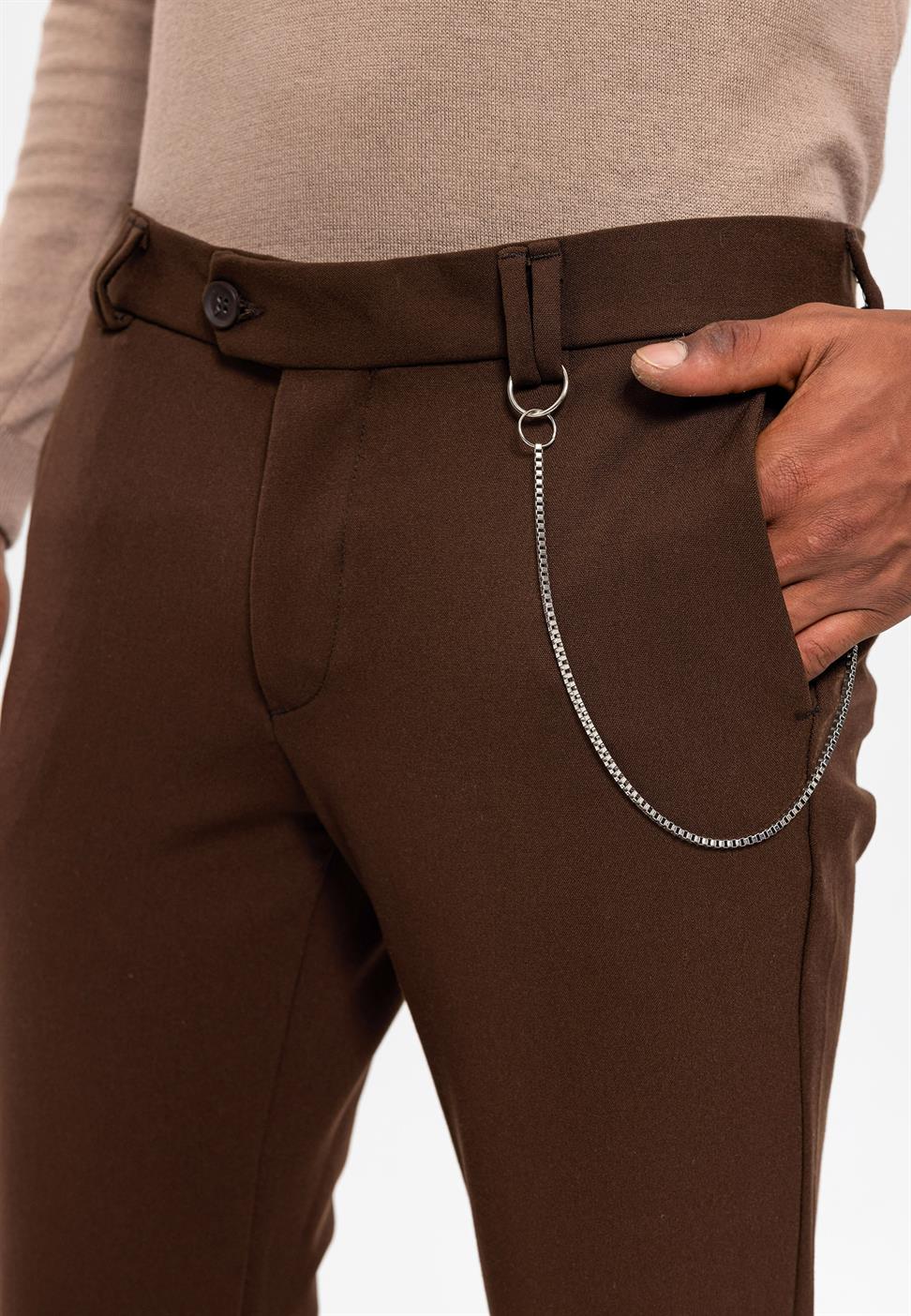 Antioch Koyu Kahve Erkek Slim Fit Kumaş Pantolon