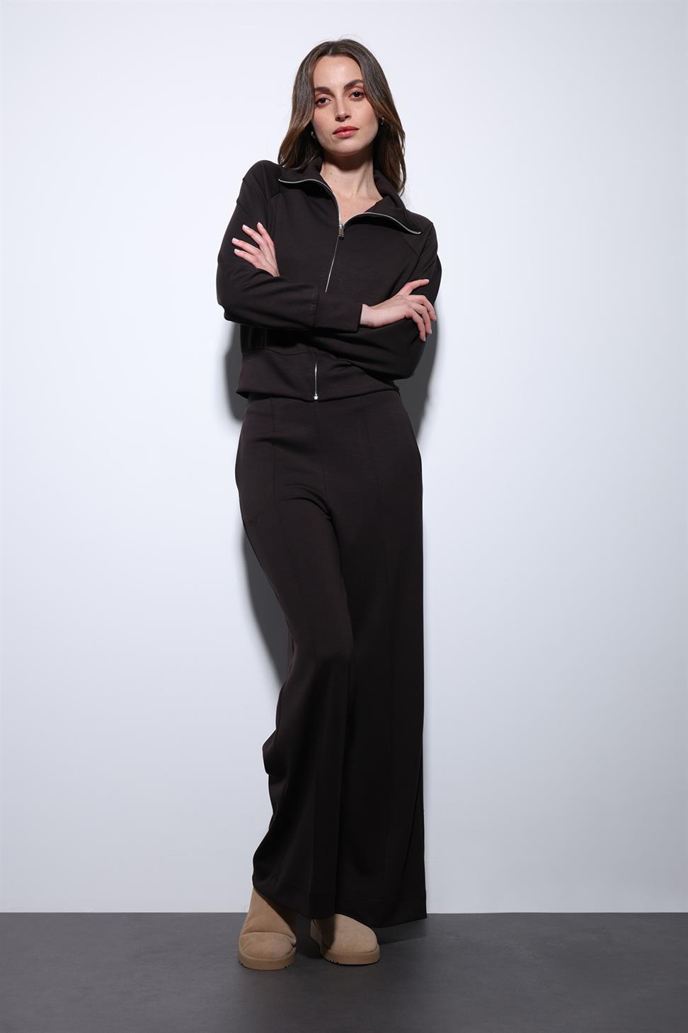 Antioch Koyu Kahve Fermuarlı Kadın Eşofman Takım