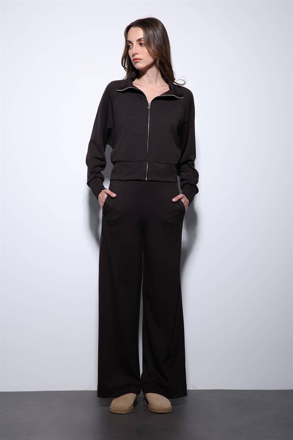 Antioch Koyu Kahve Fermuarlı Kadın Eşofman Takım