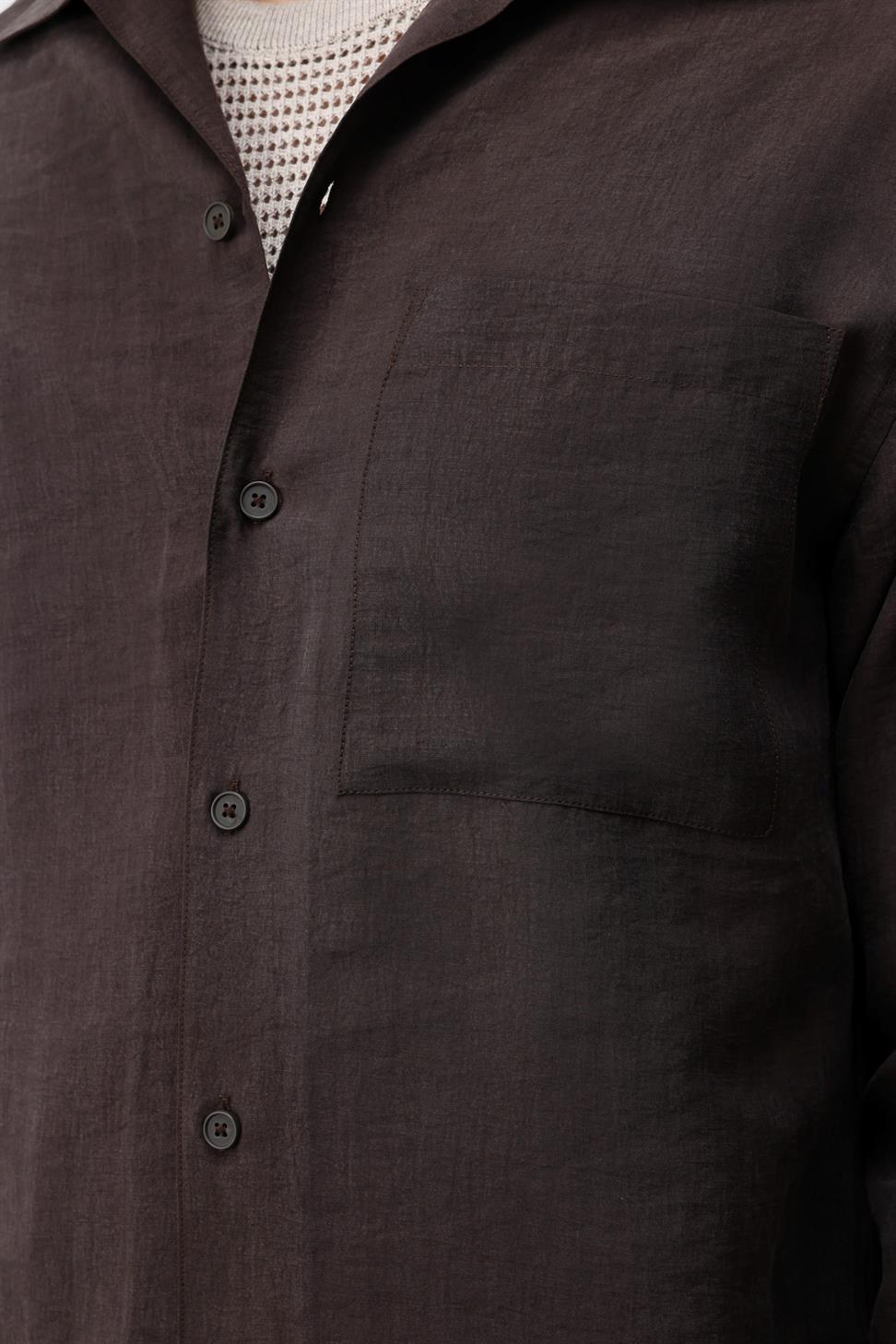 Lyocell Blend Wide Collar Mens Shirt