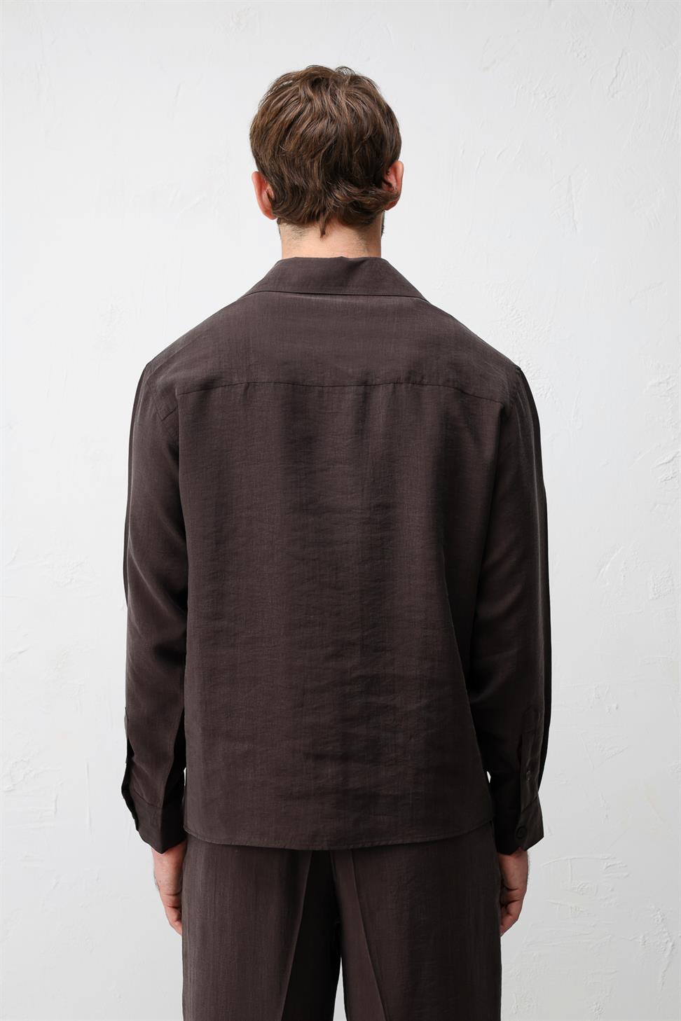 Lyocell Blend Wide Collar Mens Shirt