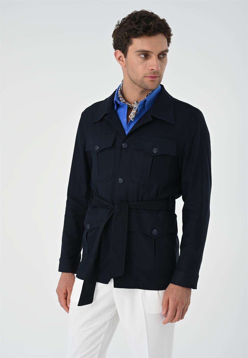 Waist Belted Mens Seasonal Linen Coat