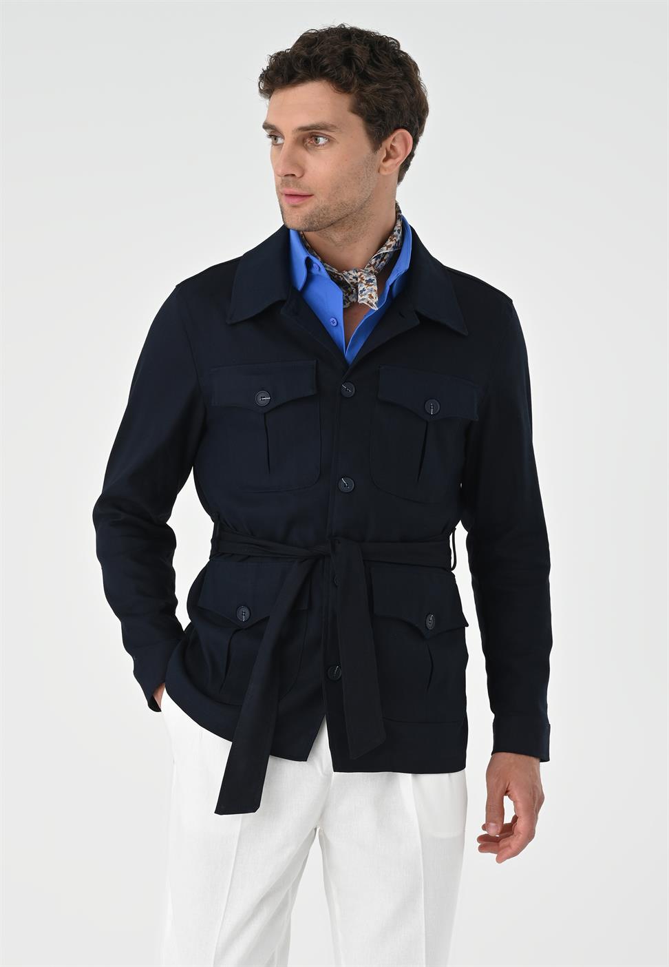 Waist Belted Mens Seasonal Linen Coat