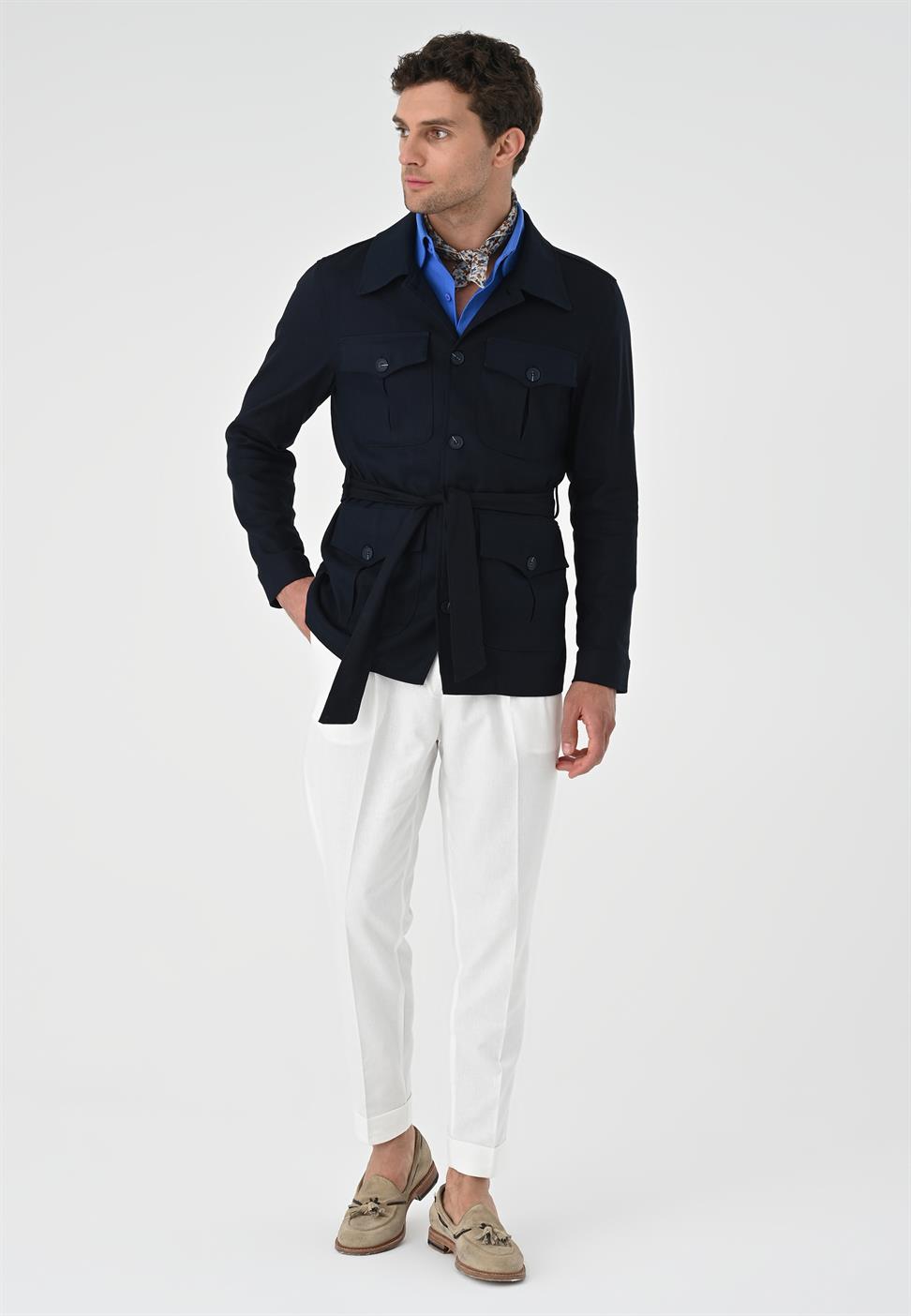 Waist Belted Mens Seasonal Linen Coat