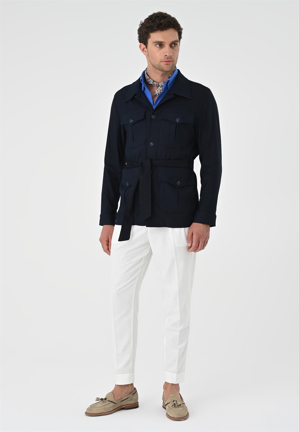 Waist Belted Mens Seasonal Linen Coat