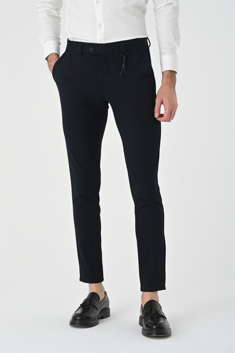 Antioch Koyu Lacivert Erkek Aksesuar Detaylı Slim Fit Pantolon