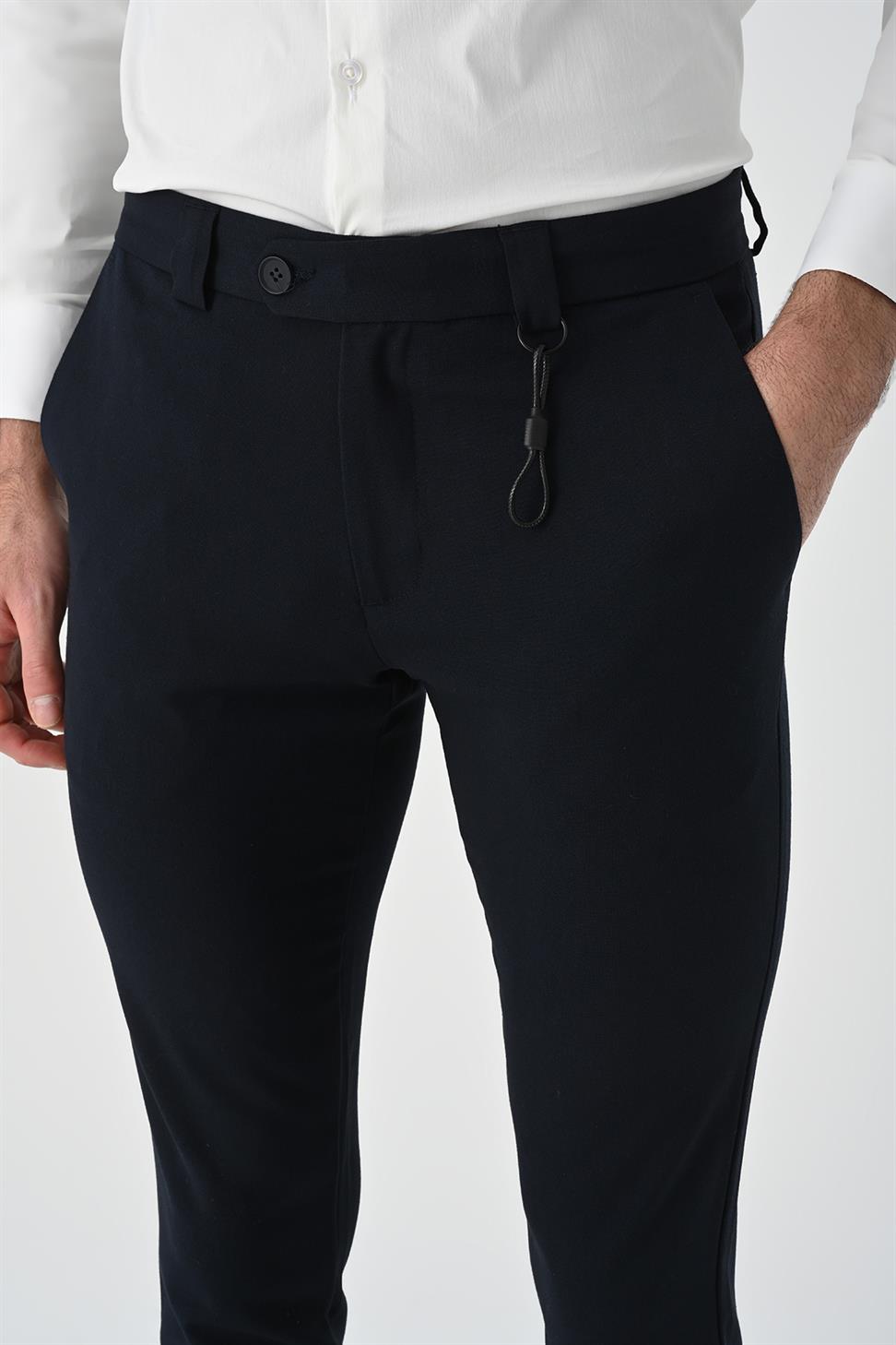 Antioch Koyu Lacivert Erkek Aksesuar Detaylı Slim Fit Pantolon