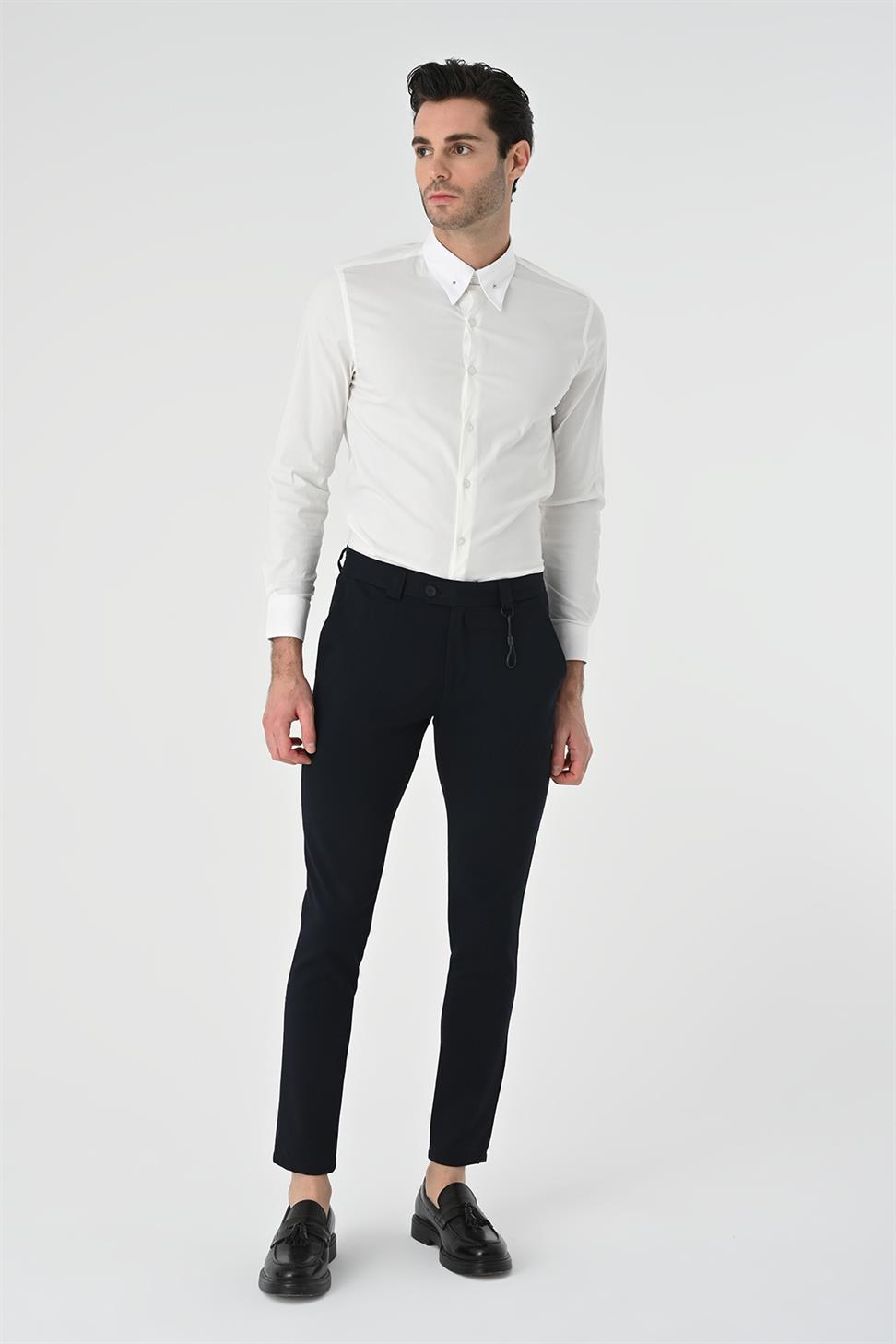 Antioch Koyu Lacivert Erkek Aksesuar Detaylı Slim Fit Pantolon