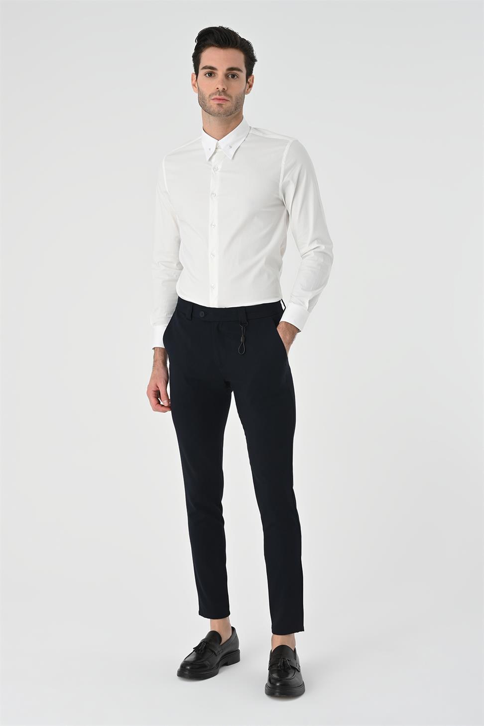 Antioch Koyu Lacivert Erkek Aksesuar Detaylı Slim Fit Pantolon