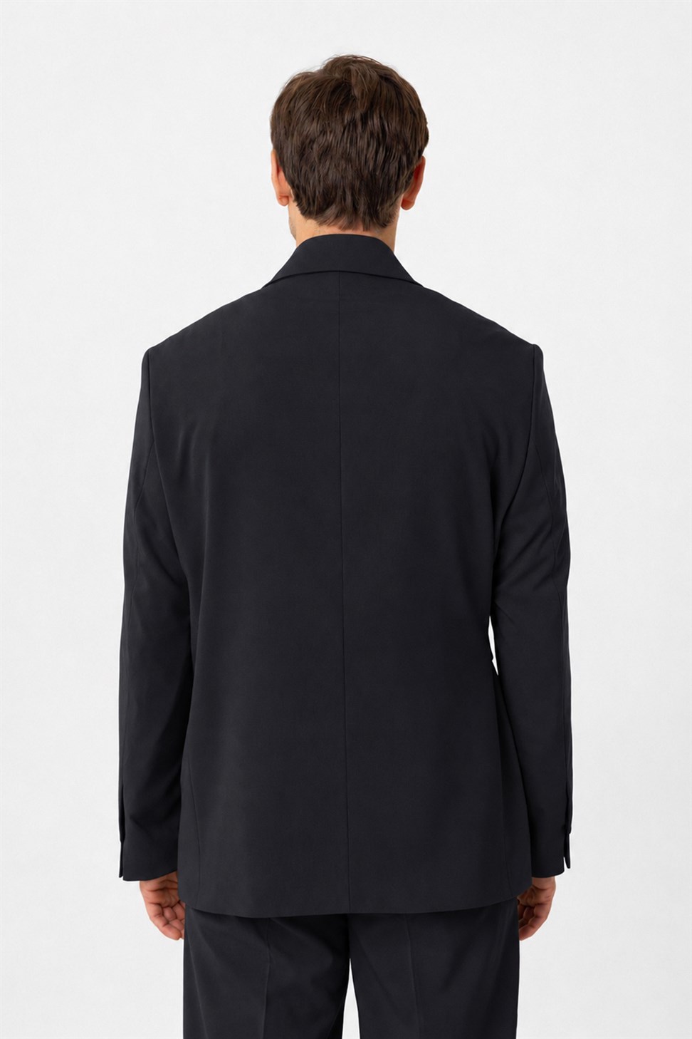 Antioch Koyu Lacivert Kuşaklı Relax Fit Erkek Blazer Ceket