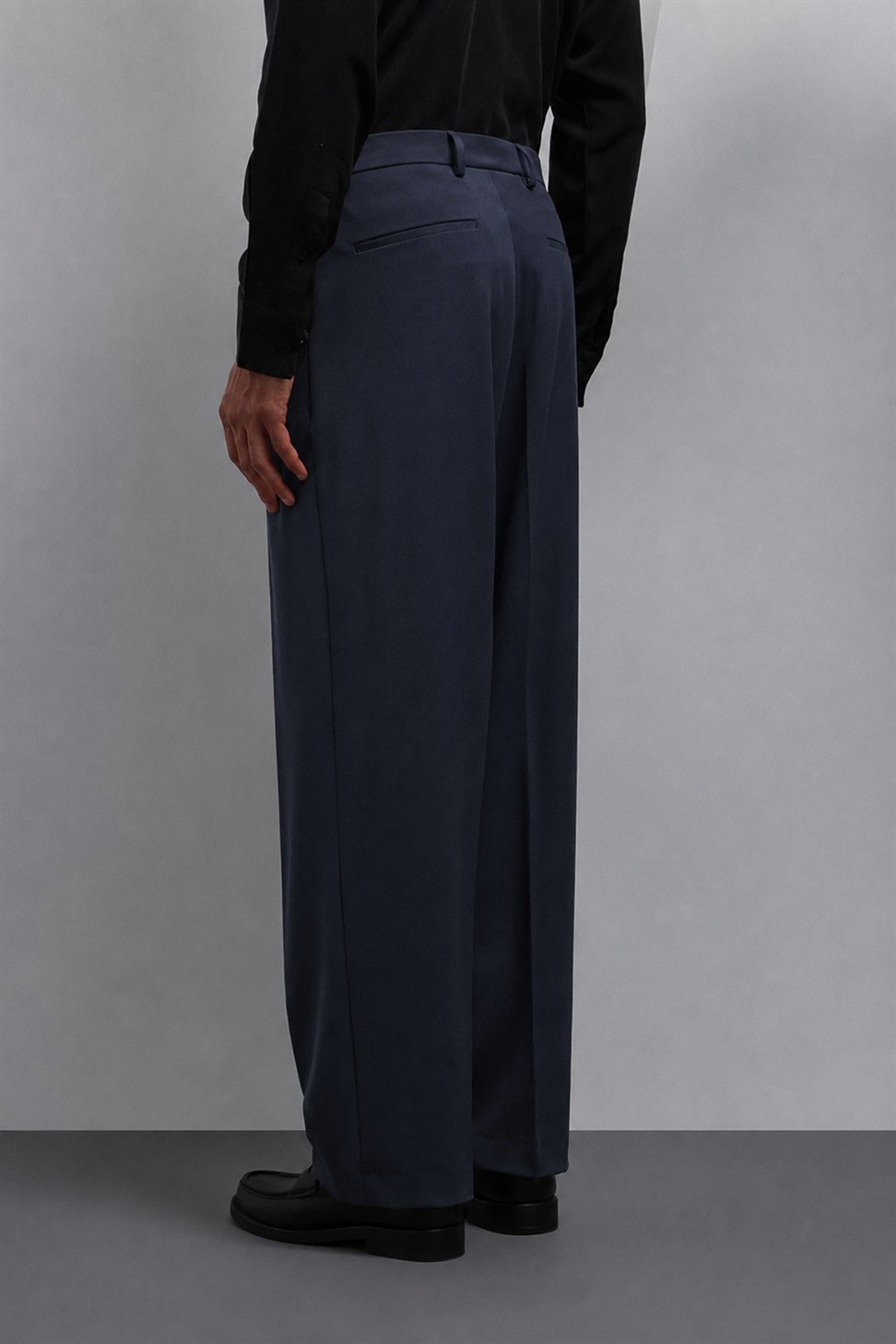 Antioch Koyu Lacivert Relax Fit Baggy Pilili Erkek Pantolon