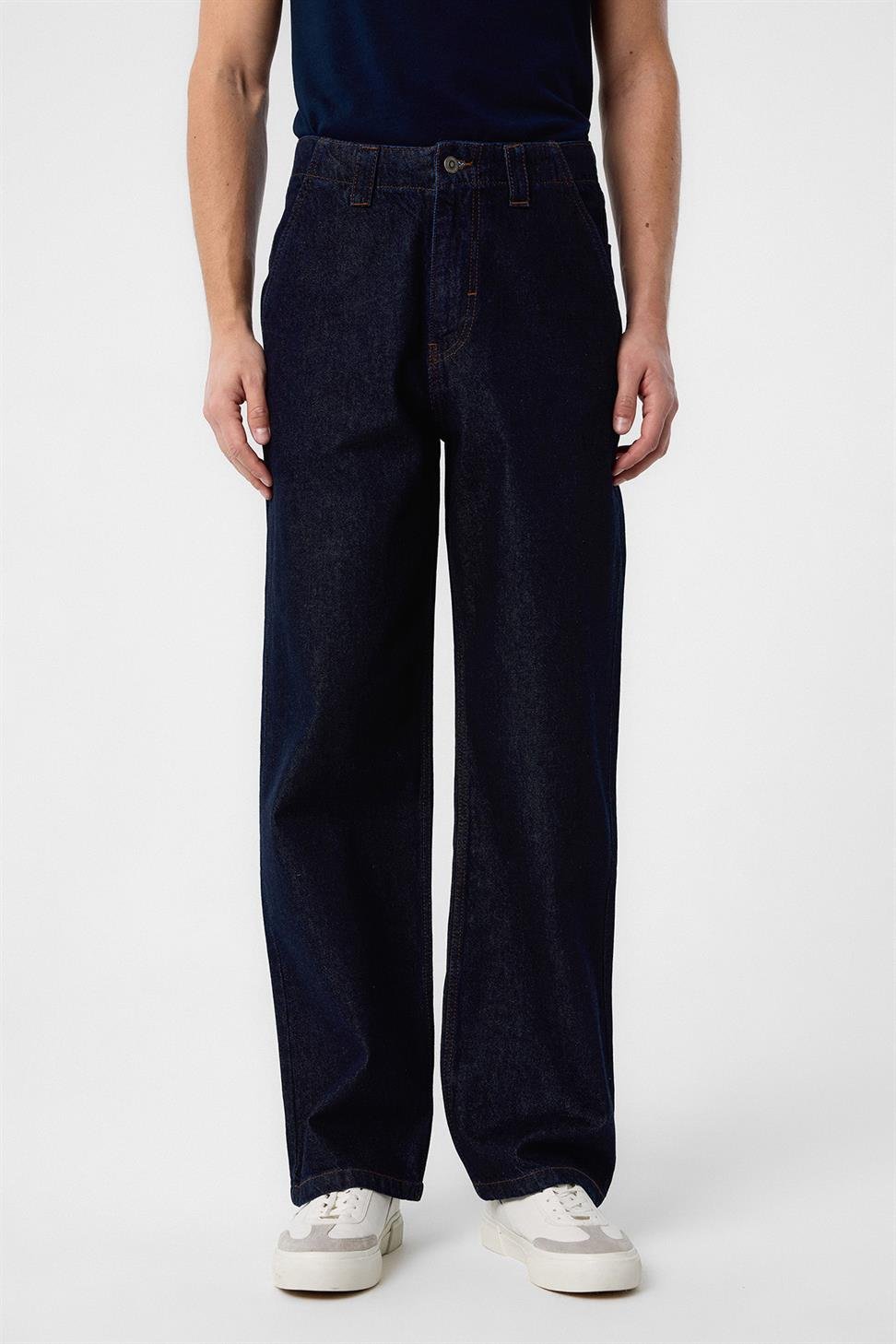 Antioch Koyu Lacivert Relaxed Fit Erkek Kot Pantolon