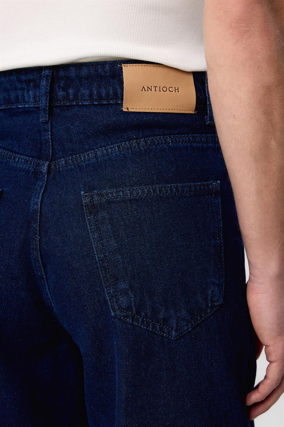 Antioch Koyu Lacivert Yüksek Bel Relaxed Fit Erkek Kot Pantolon