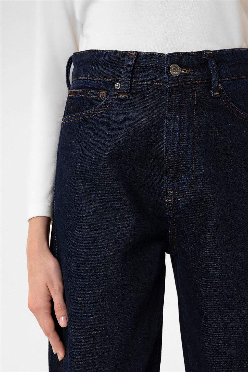 Antioch Koyu Mavi Kadın Yüksek Bel Kot Pantolon