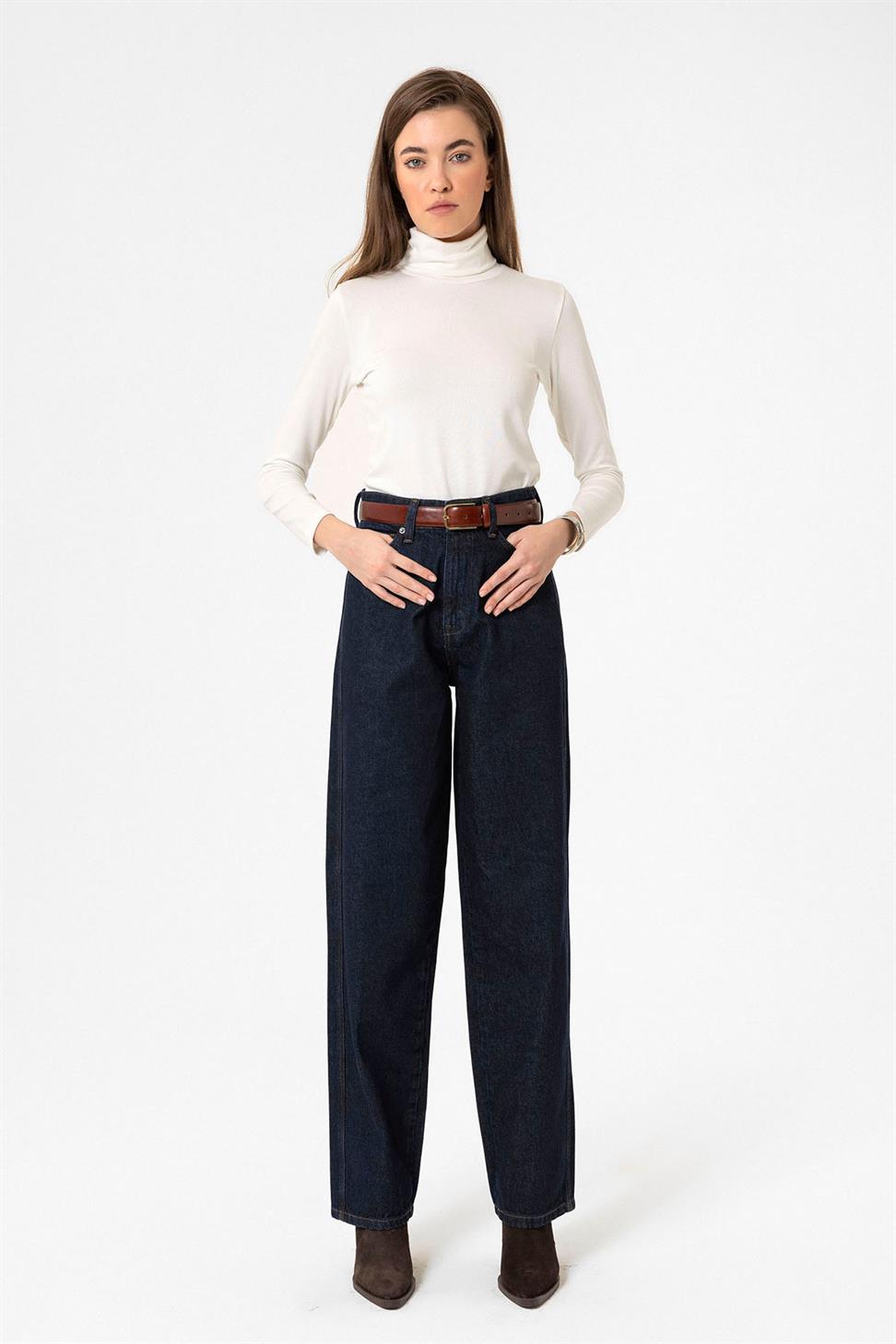 Antioch Koyu Mavi Kadın Yüksek Bel Kot Pantolon