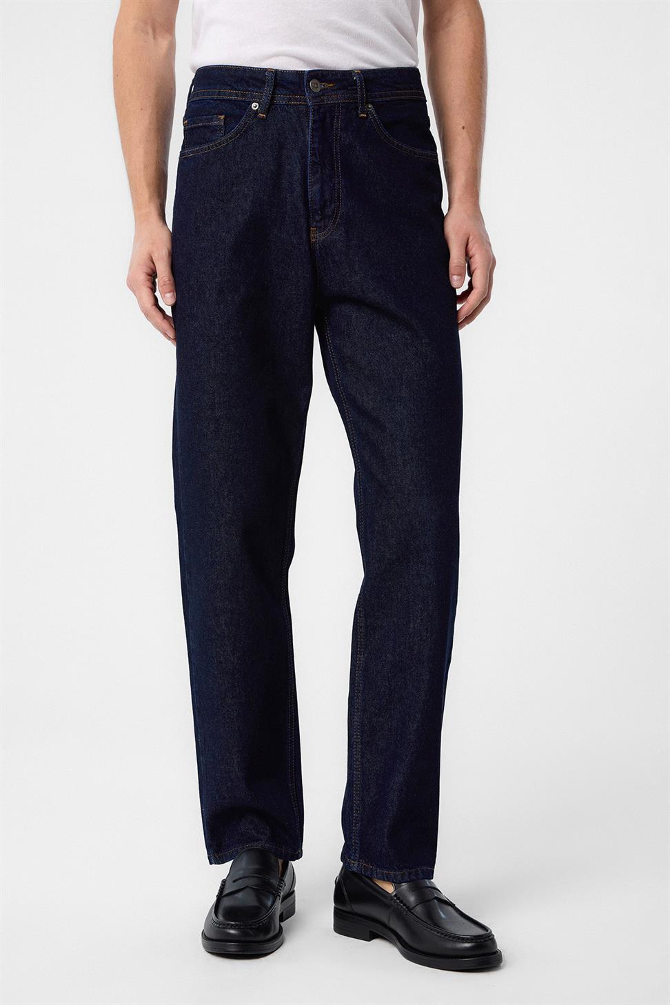 Antioch Koyu Mavi Yüksek Bel Regular Fit Erkek Kot Pantolon