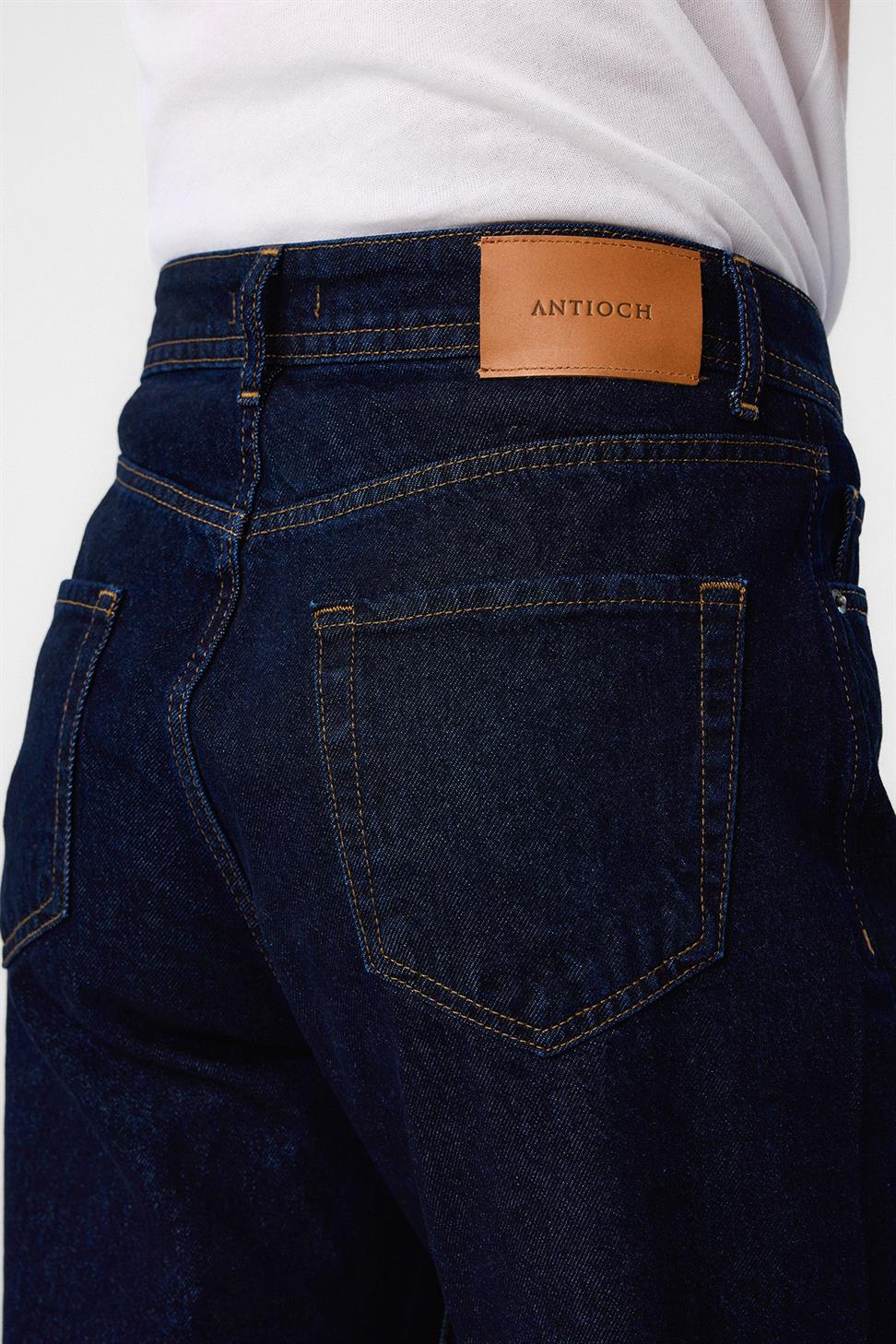 Antioch Koyu Mavi Yüksek Bel Regular Fit Erkek Kot Pantolon