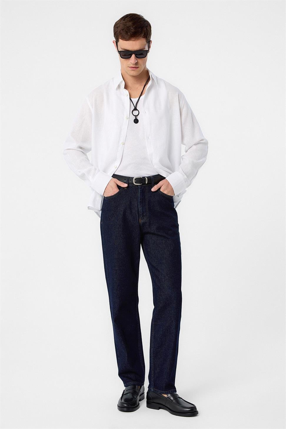 Antioch Koyu Mavi Yüksek Bel Regular Fit Erkek Kot Pantolon