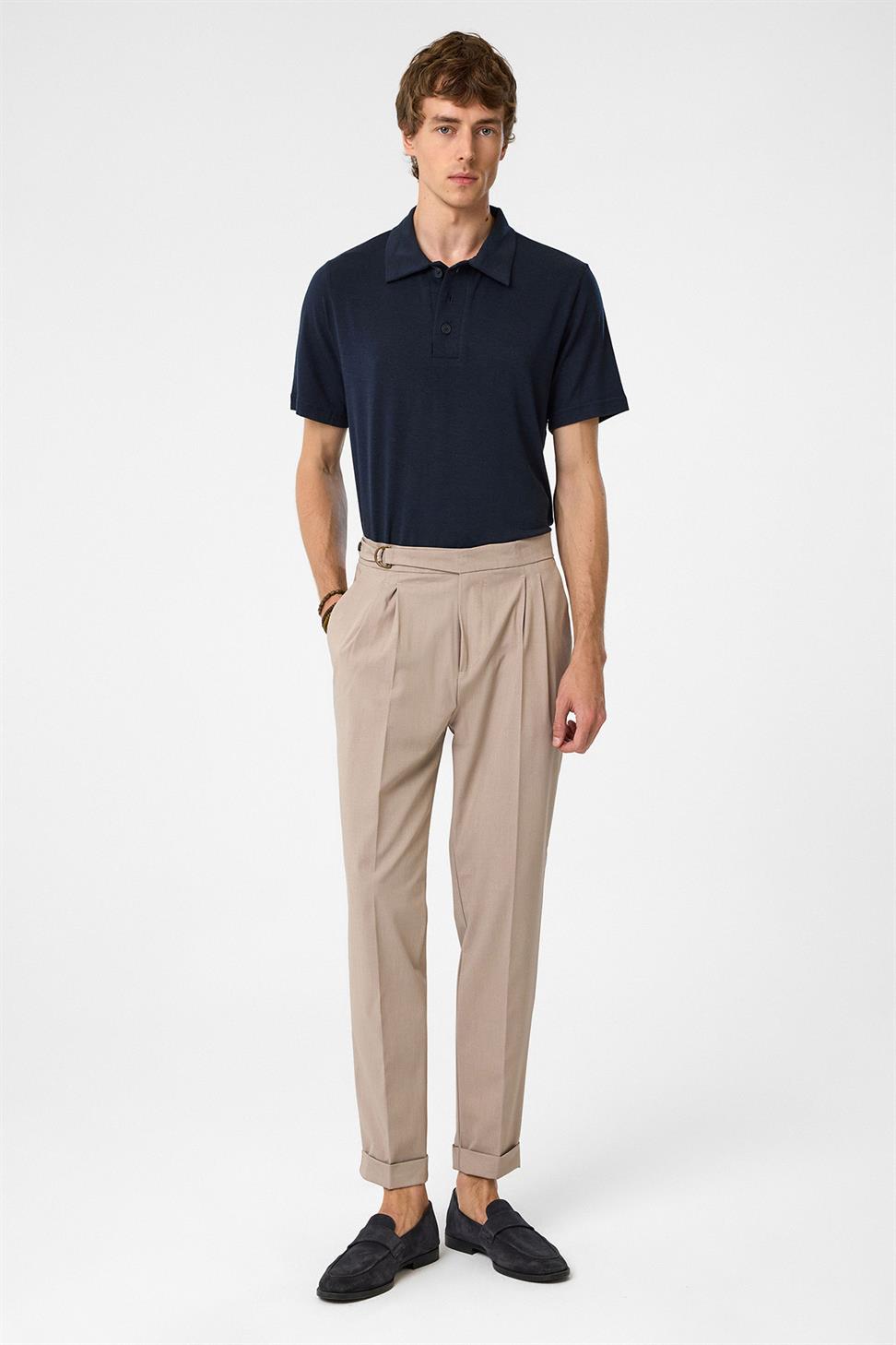 Antioch Koyu Taş Yüksek Bel Toka Kapama Pileli Erkek Pantolon