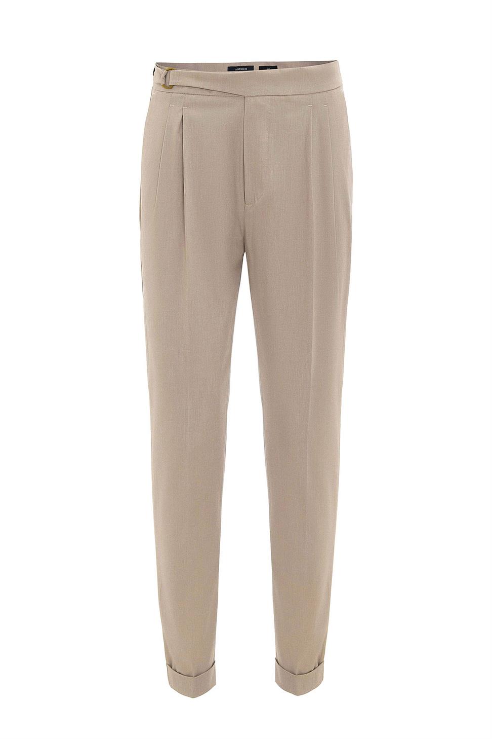 Antioch Koyu Taş Yüksek Bel Toka Kapama Pileli Erkek Pantolon