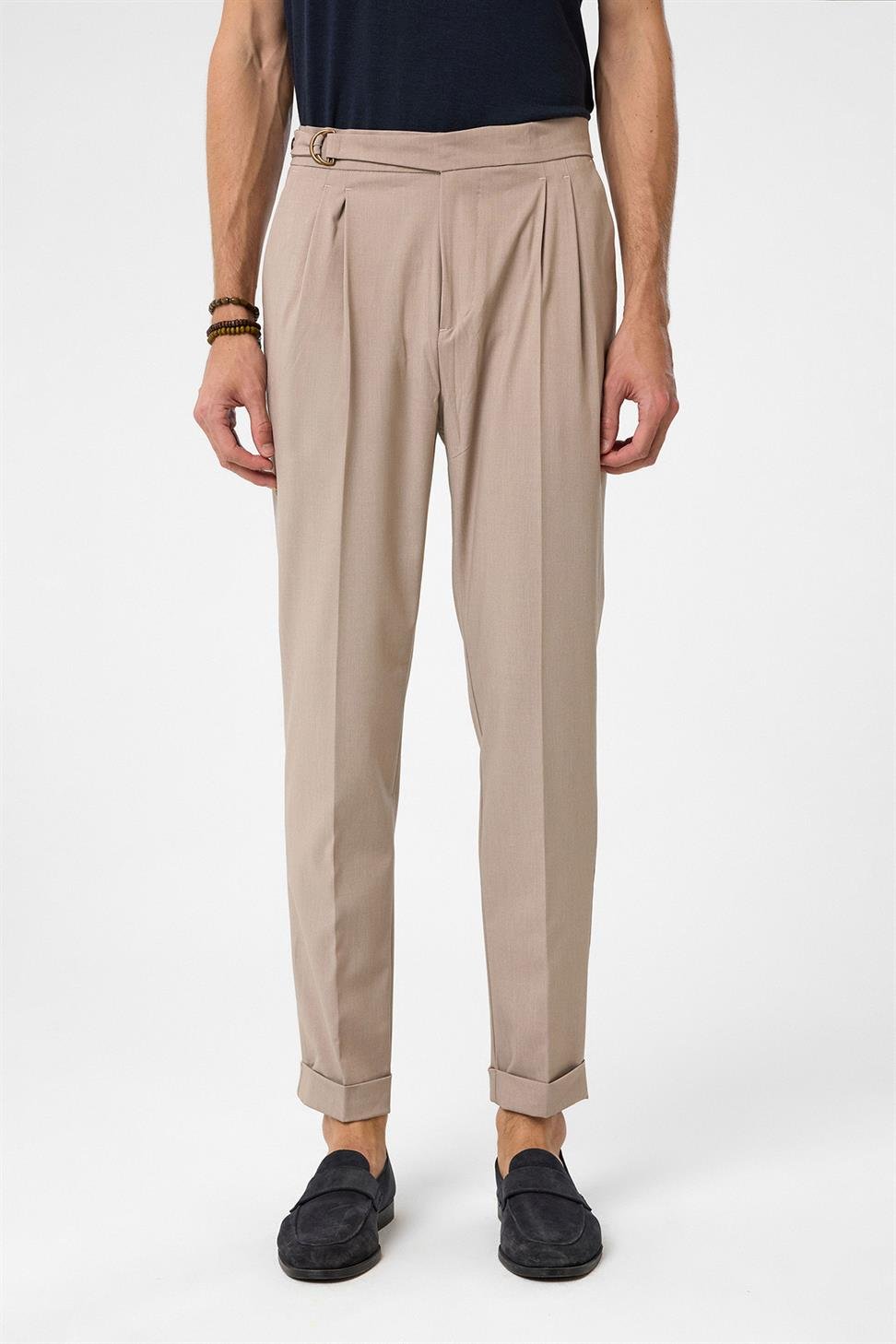 Antioch Koyu Taş Yüksek Bel Toka Kapama Pileli Erkek Pantolon