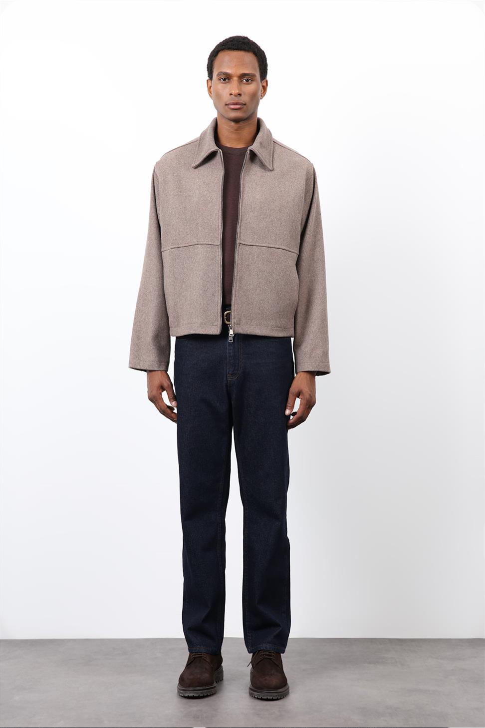 Antioch Koyu Vizon Regular Fit Dokulu Erkek Mont