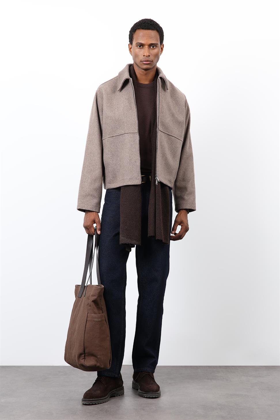 Antioch Koyu Vizon Regular Fit Dokulu Erkek Mont