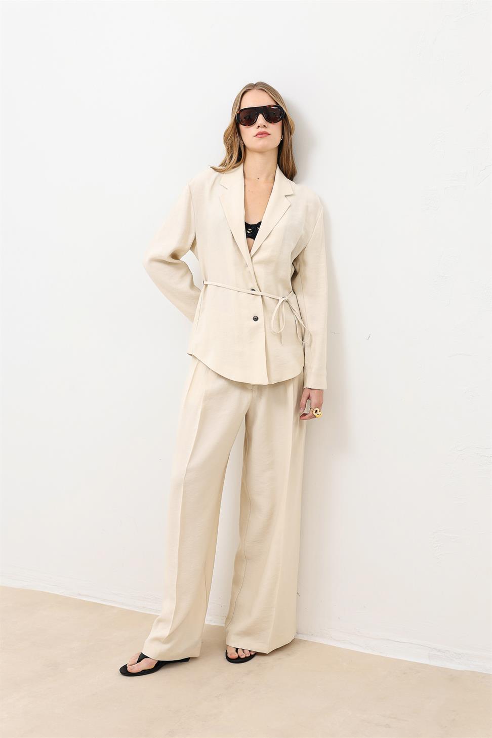 Pleated Palazzo Womens Pants