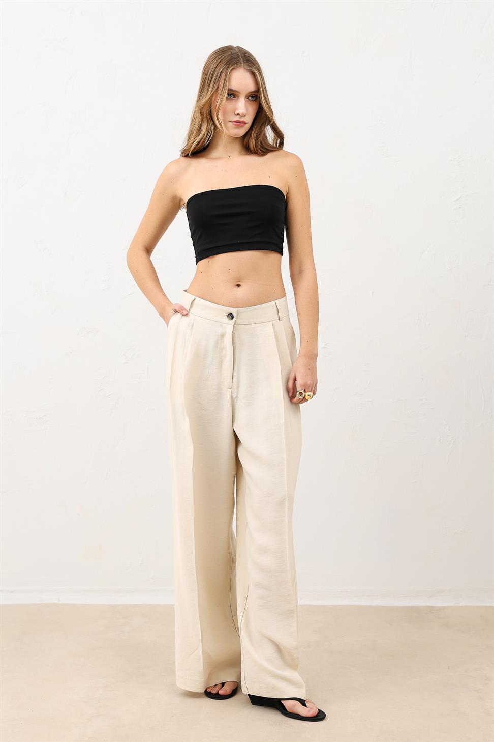 Pleated Palazzo Womens Pants