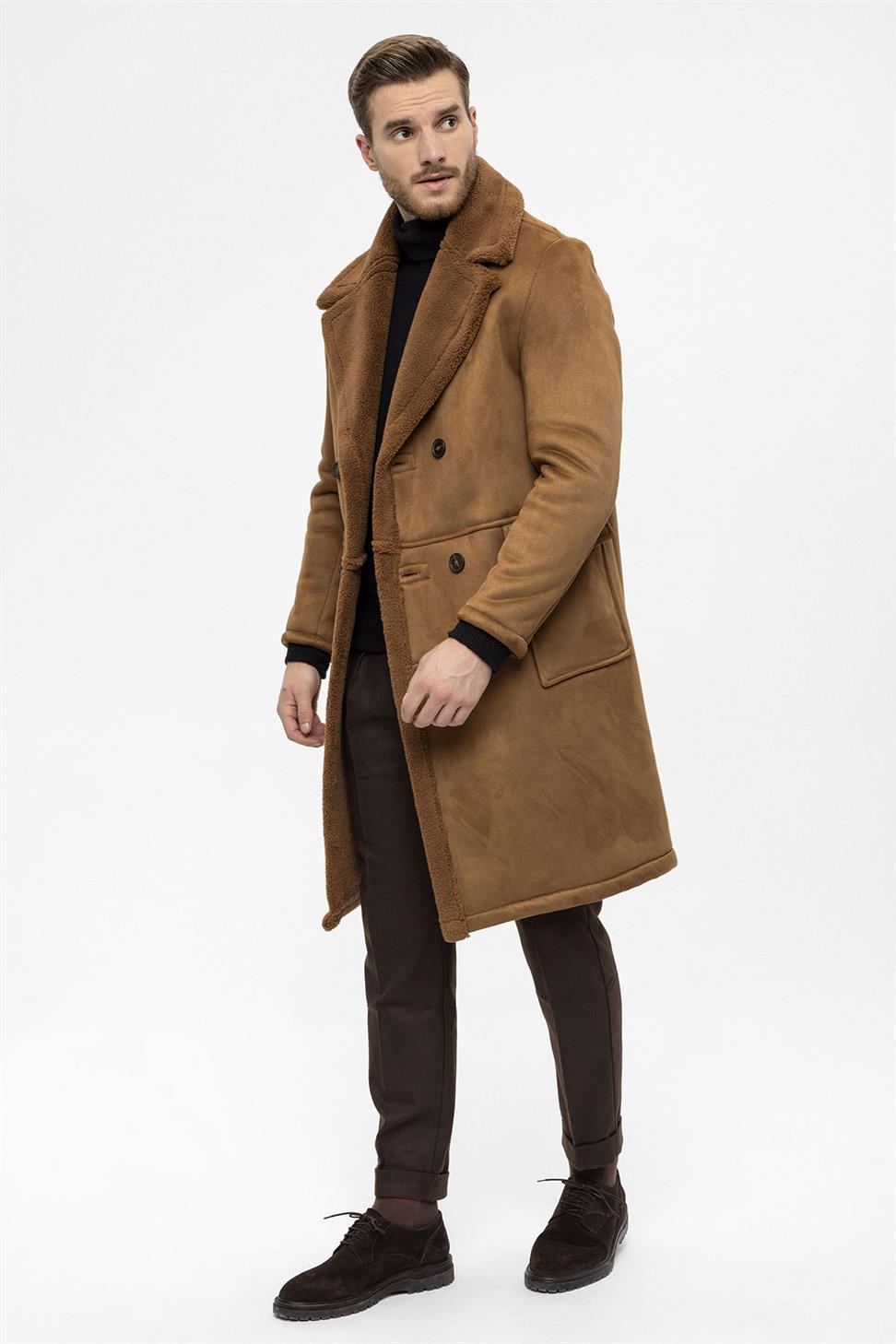 مزدوجة الصدر إغلاق بطانة مفصلة معطف الرجال