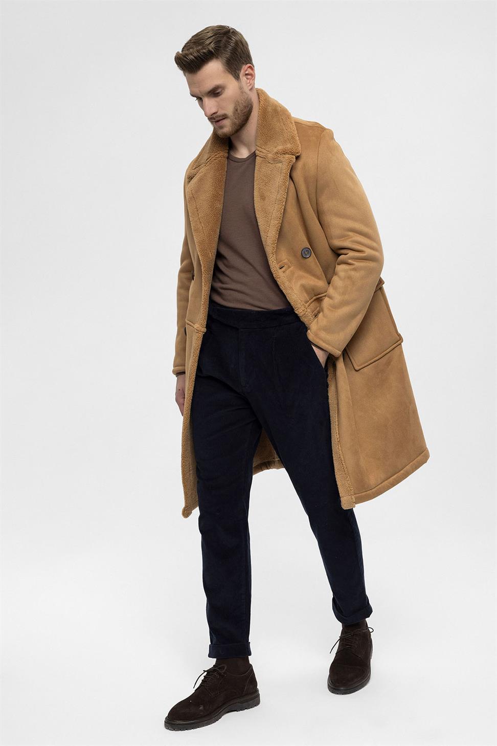 مزدوجة الصدر إغلاق بطانة مفصلة معطف الرجال