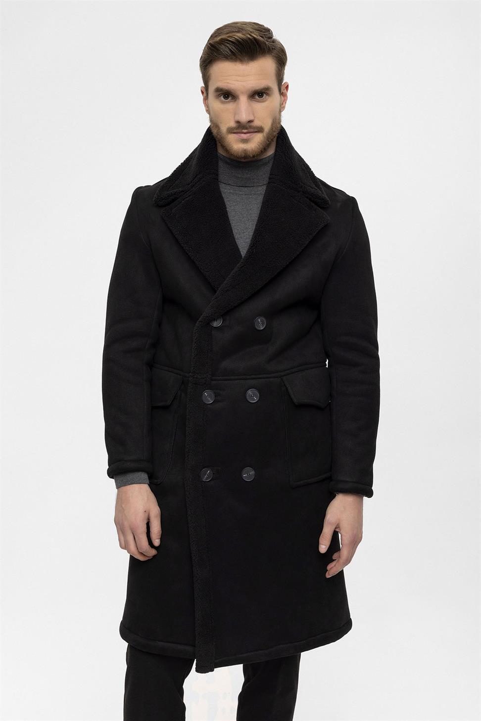مزدوجة الصدر إغلاق بطانة مفصلة معطف الرجال