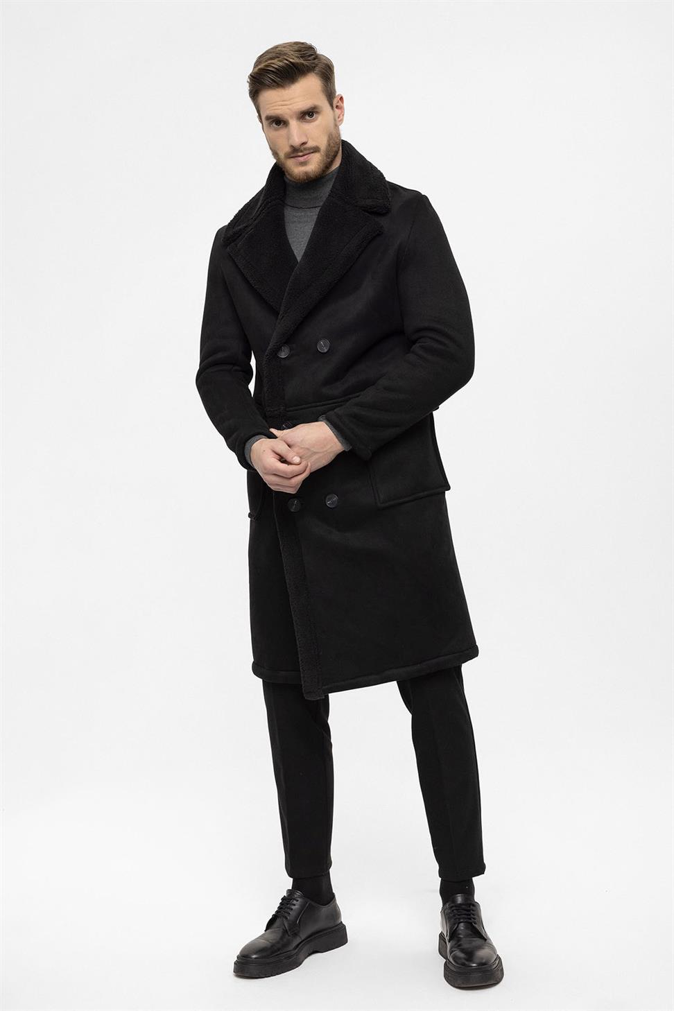 مزدوجة الصدر إغلاق بطانة مفصلة معطف الرجال