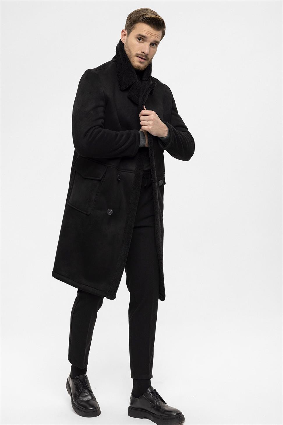 مزدوجة الصدر إغلاق بطانة مفصلة معطف الرجال