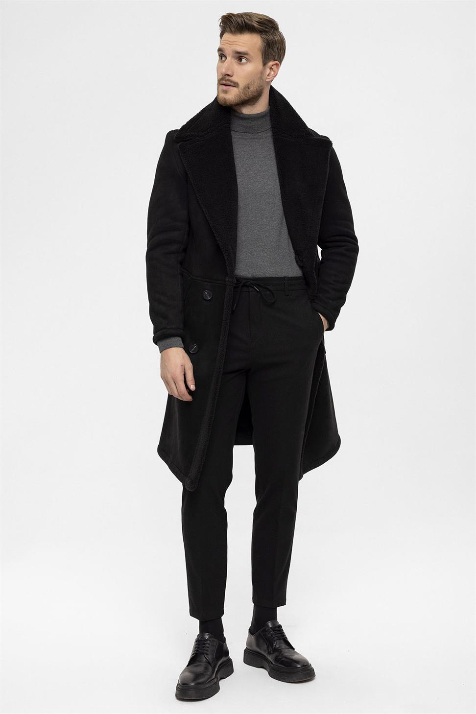 مزدوجة الصدر إغلاق بطانة مفصلة معطف الرجال