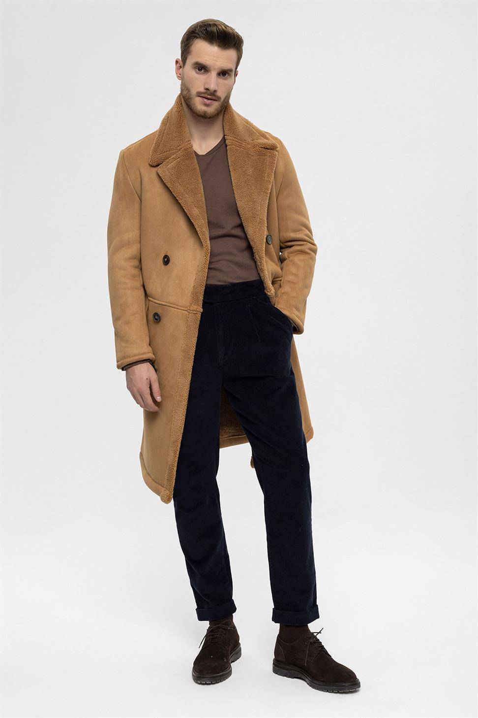 مزدوجة الصدر إغلاق بطانة مفصلة معطف الرجال