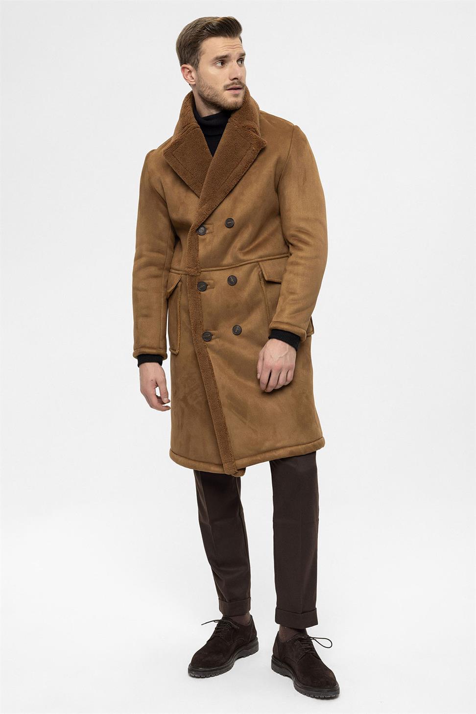 مزدوجة الصدر إغلاق بطانة مفصلة معطف الرجال