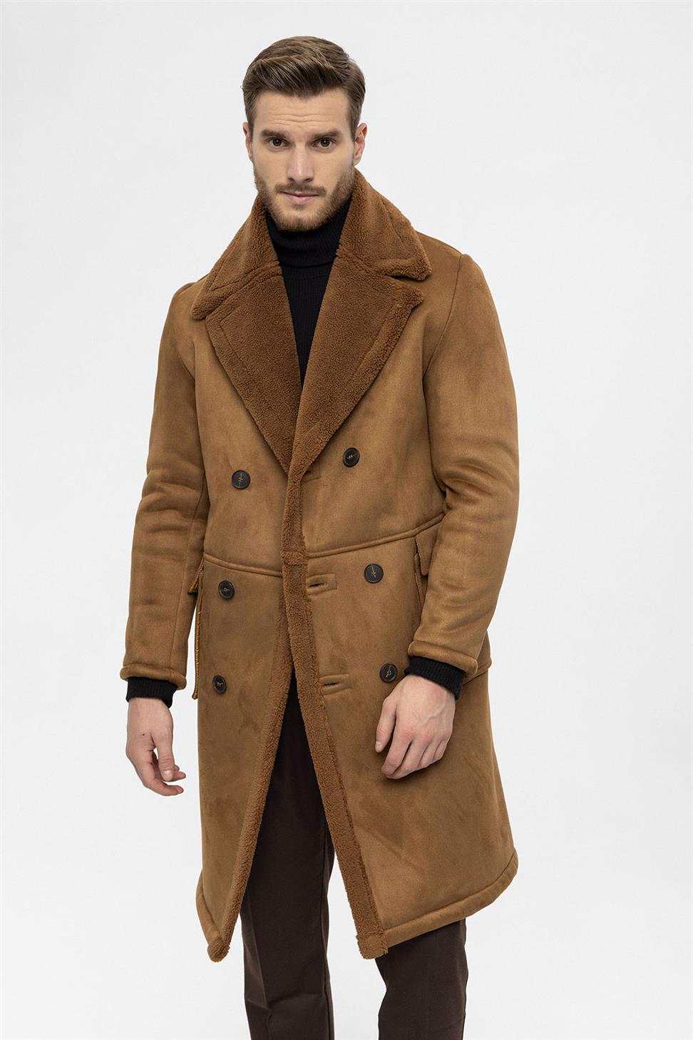 مزدوجة الصدر إغلاق بطانة مفصلة معطف الرجال