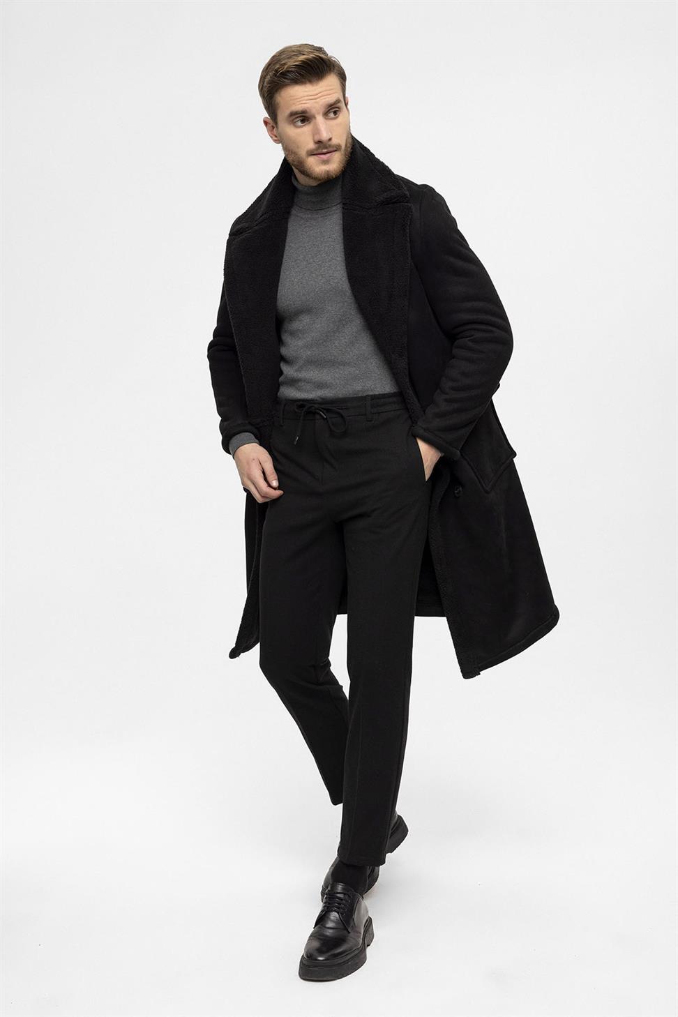 مزدوجة الصدر إغلاق بطانة مفصلة معطف الرجال