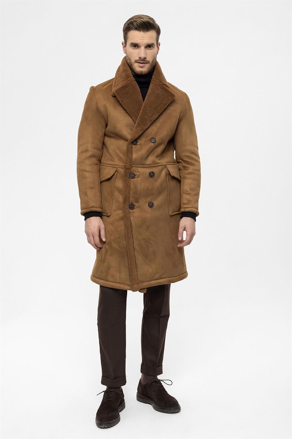 مزدوجة الصدر إغلاق بطانة مفصلة معطف الرجال