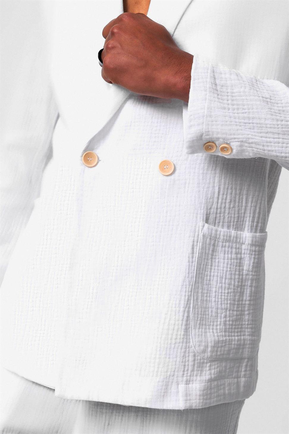 Double-Breasted Unlined Mens Blazer Jacket