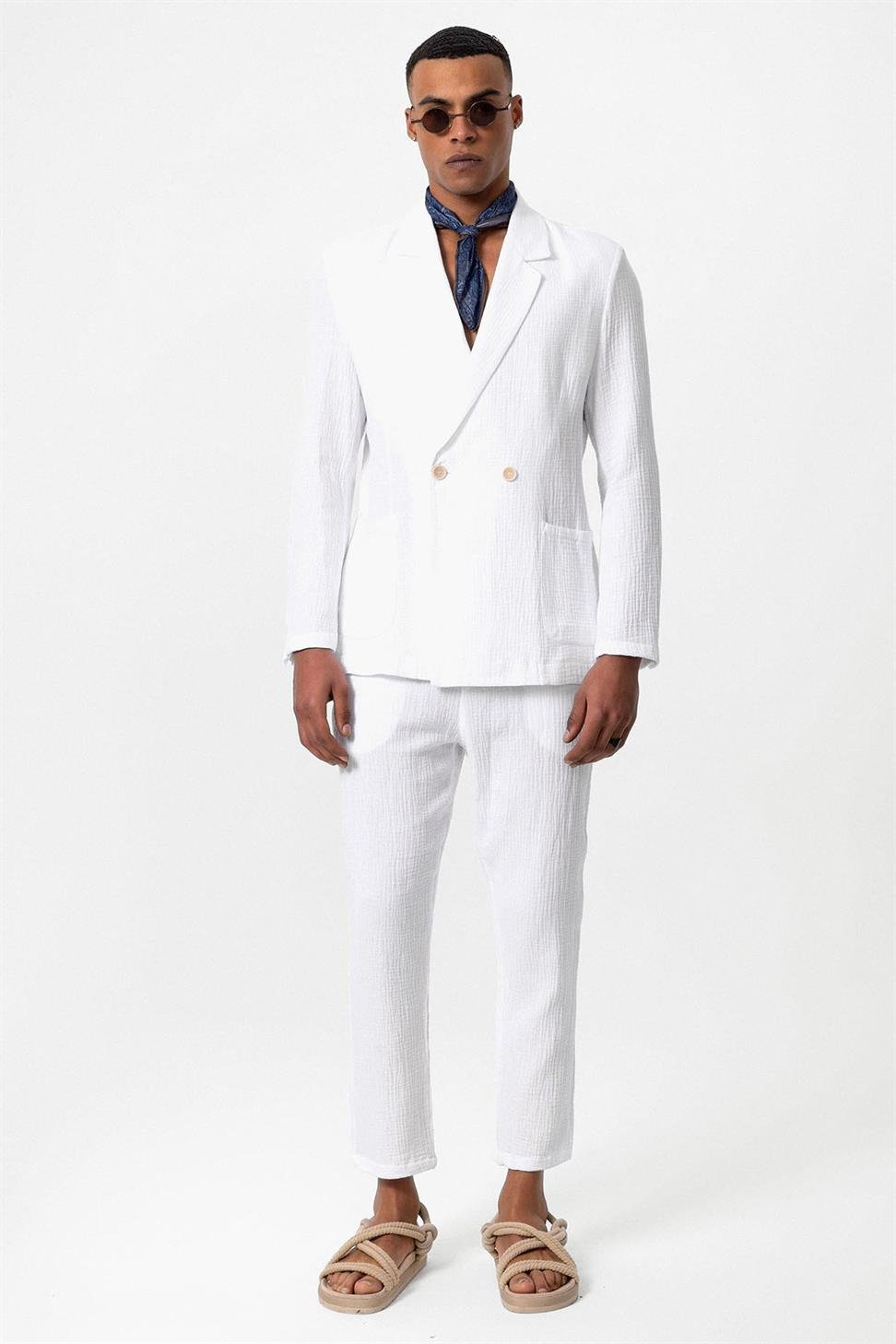 Double-Breasted Unlined Mens Blazer Jacket