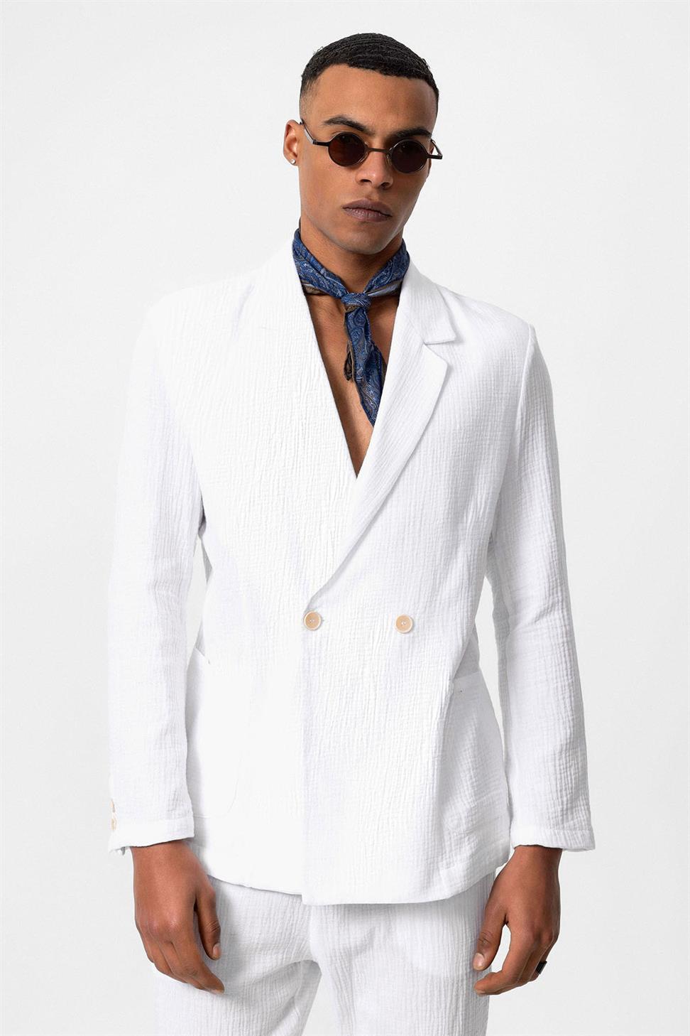 Double-Breasted Unlined Mens Blazer Jacket