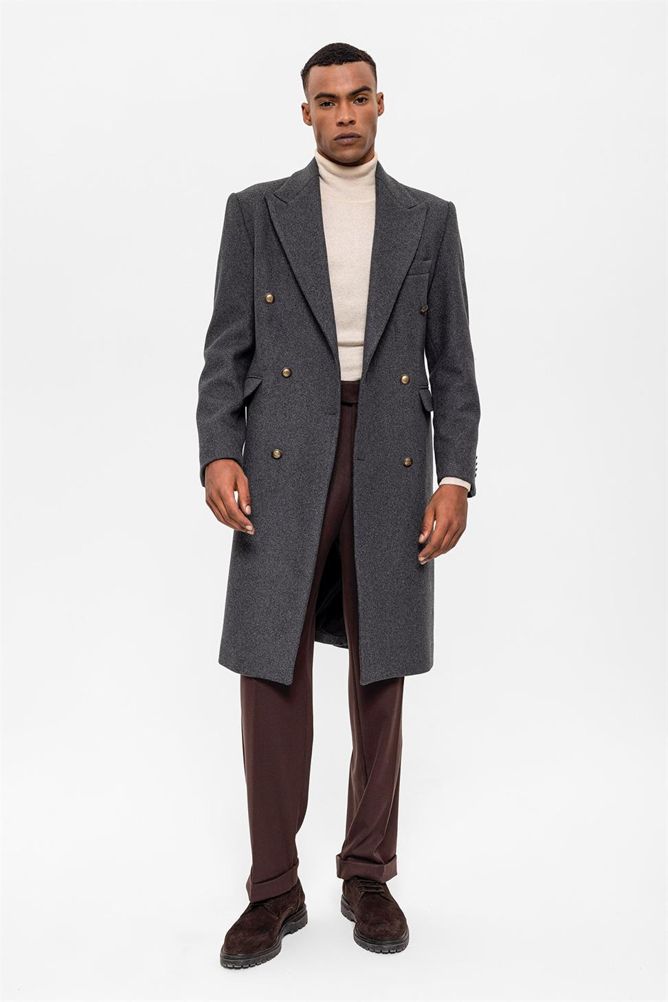 معطف مزدوج الصدر إغلاق الرجال