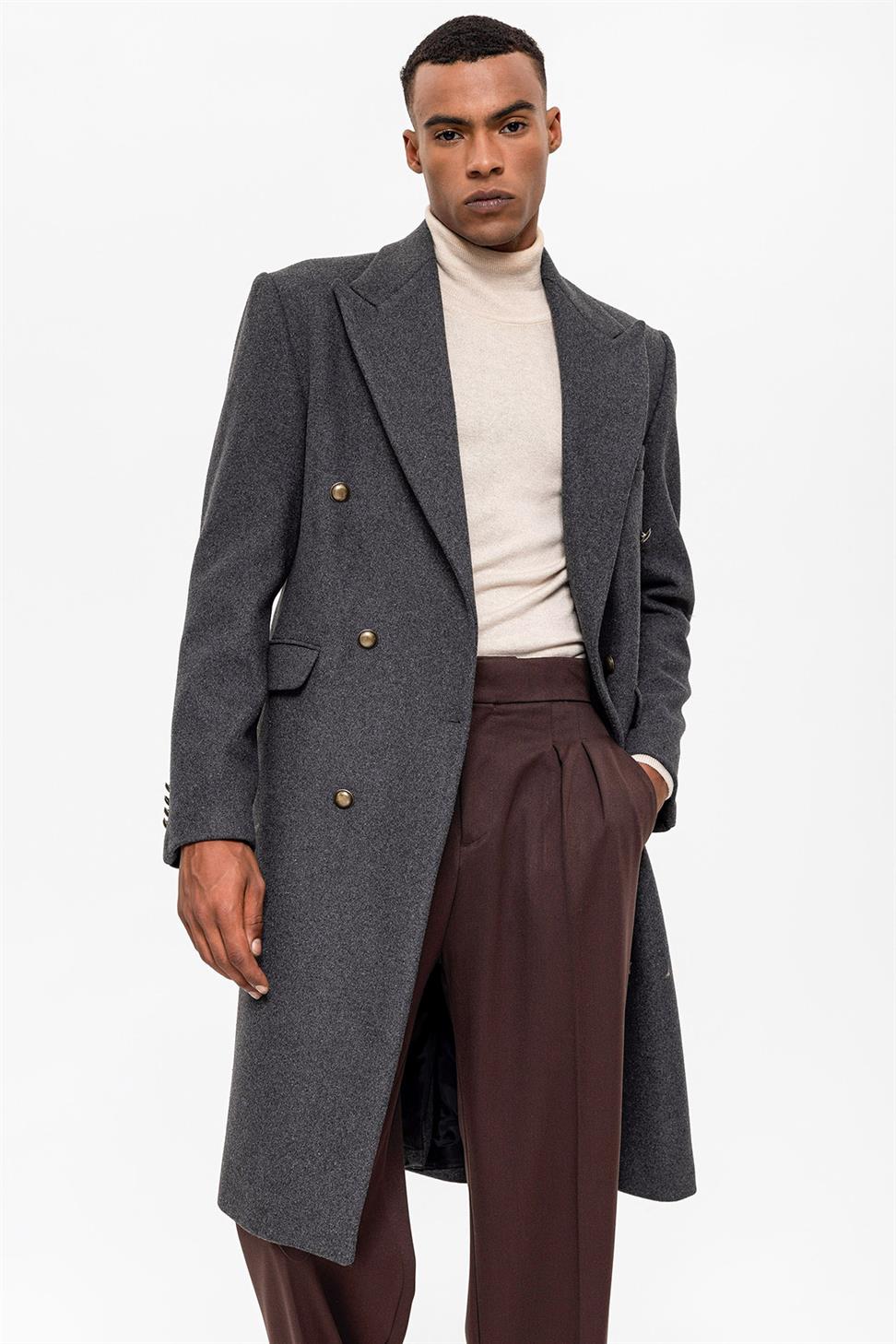 معطف مزدوج الصدر إغلاق الرجال