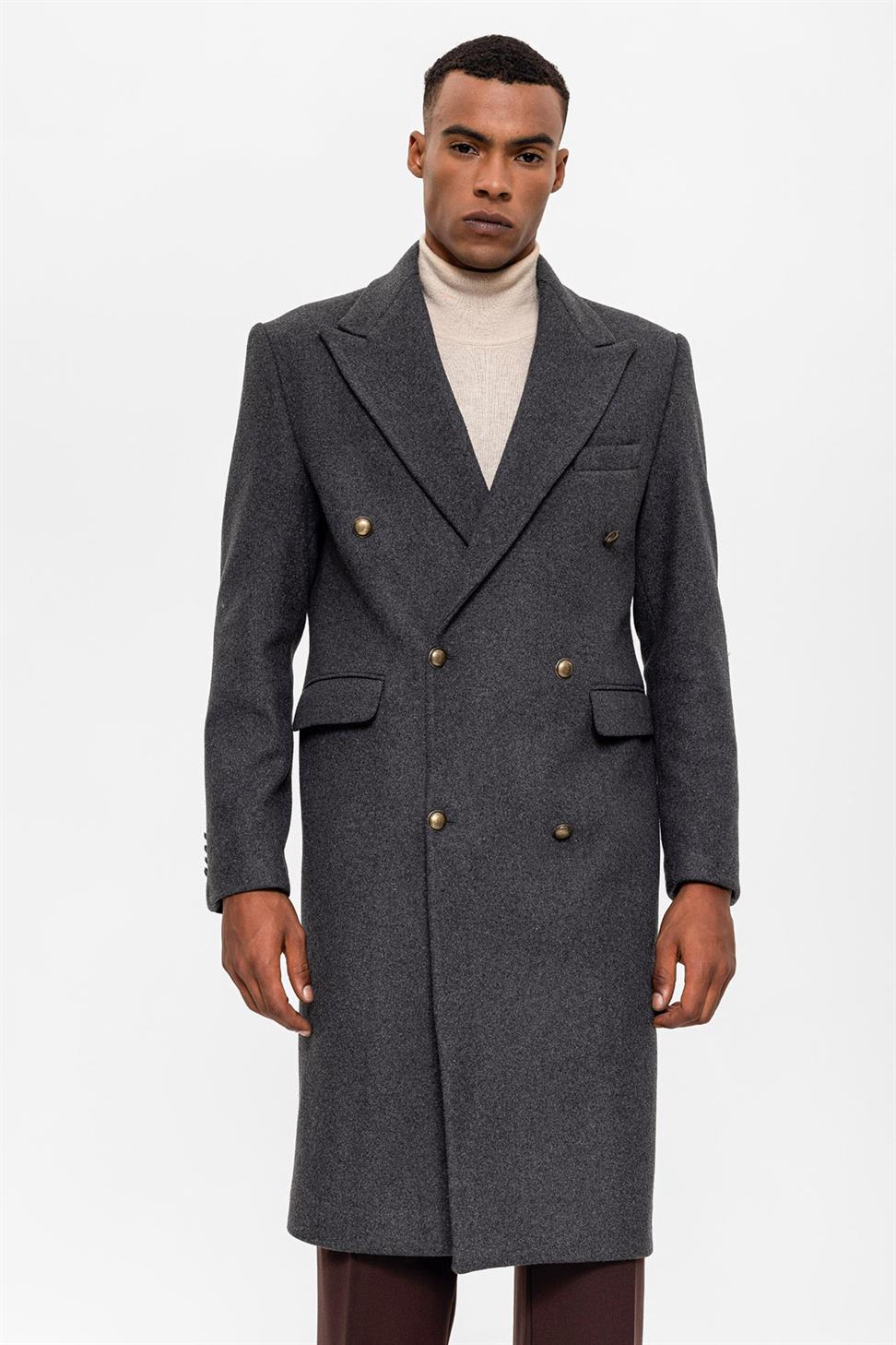 معطف مزدوج الصدر إغلاق الرجال