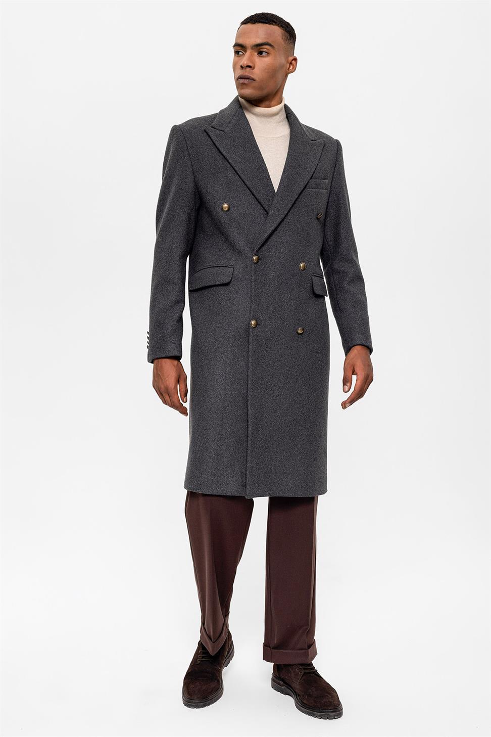 معطف مزدوج الصدر إغلاق الرجال