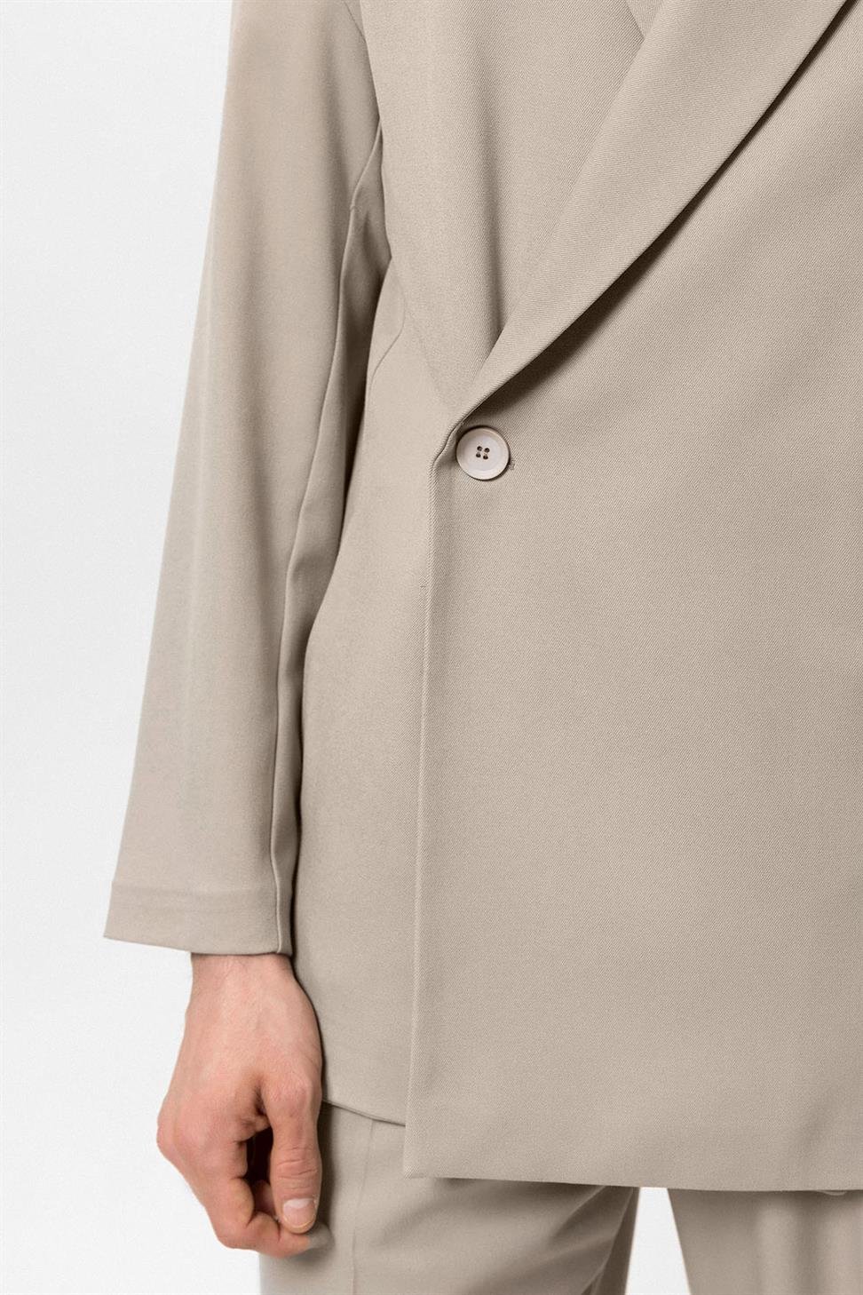 Double Breasted Closure Hidden Pocket Mens Blazer Jacket